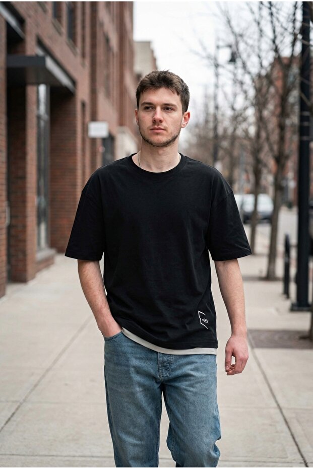Men's Crew Neck T-Shirt with Track Detail