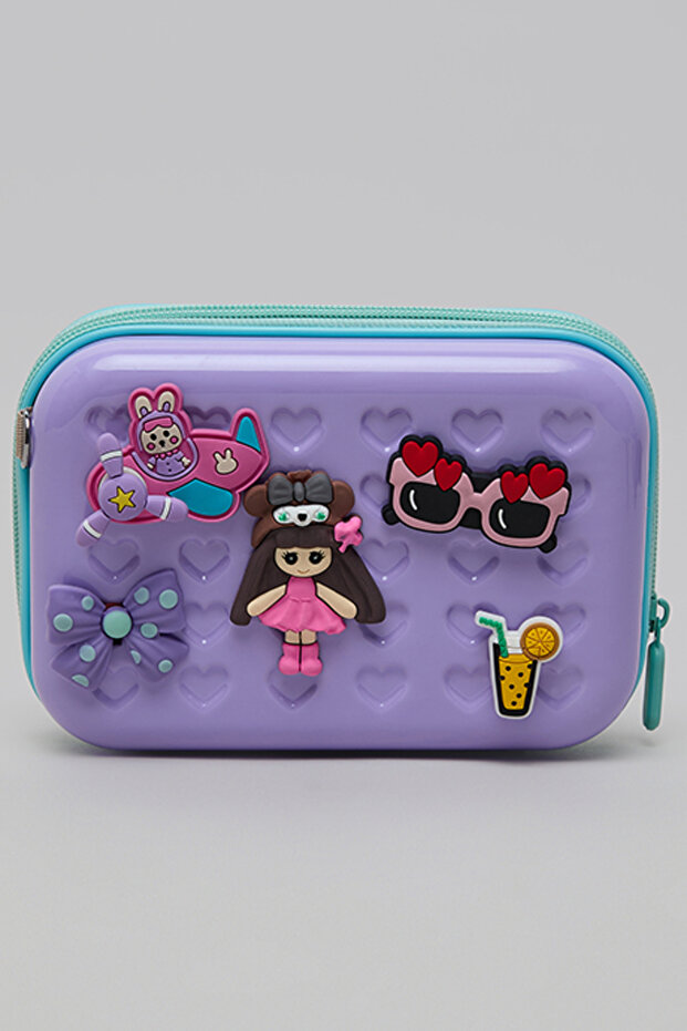 Girl's Purple 3D Detail Printed Sling Bag