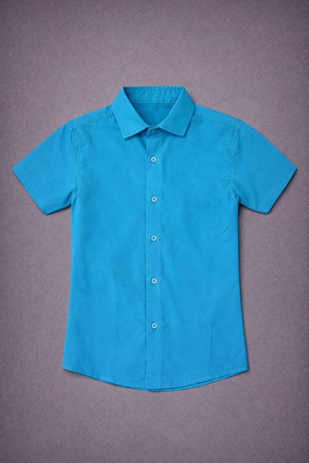 Boy's Short Sleeve Shirt Dacron Fabric Red Black Turquoise Cobalt Blue Yellow