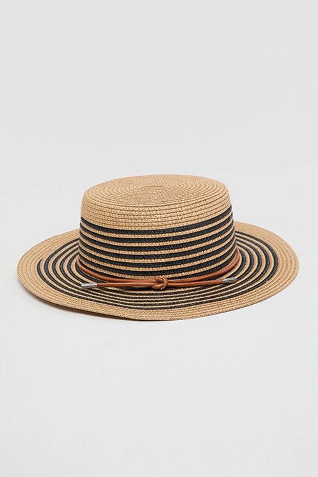 Women's Black Straw Sun Hat