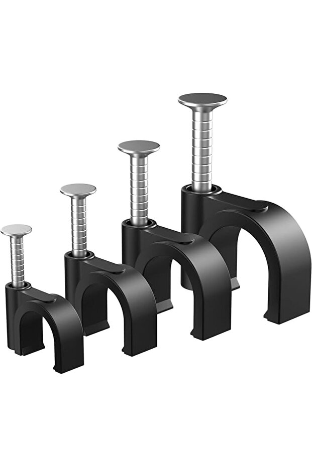200-Piece Nail-In Cable Clip Assortment for 4/6/8/10mm Wires, Black Cable Wire Tacks & Coax/Speaker/