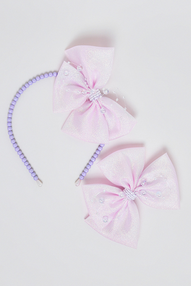 Girl's Purple Hairband & Hairclip Set