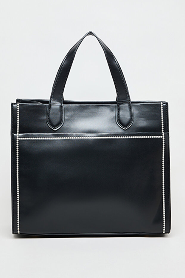 Women's Black Solid Tote Bag