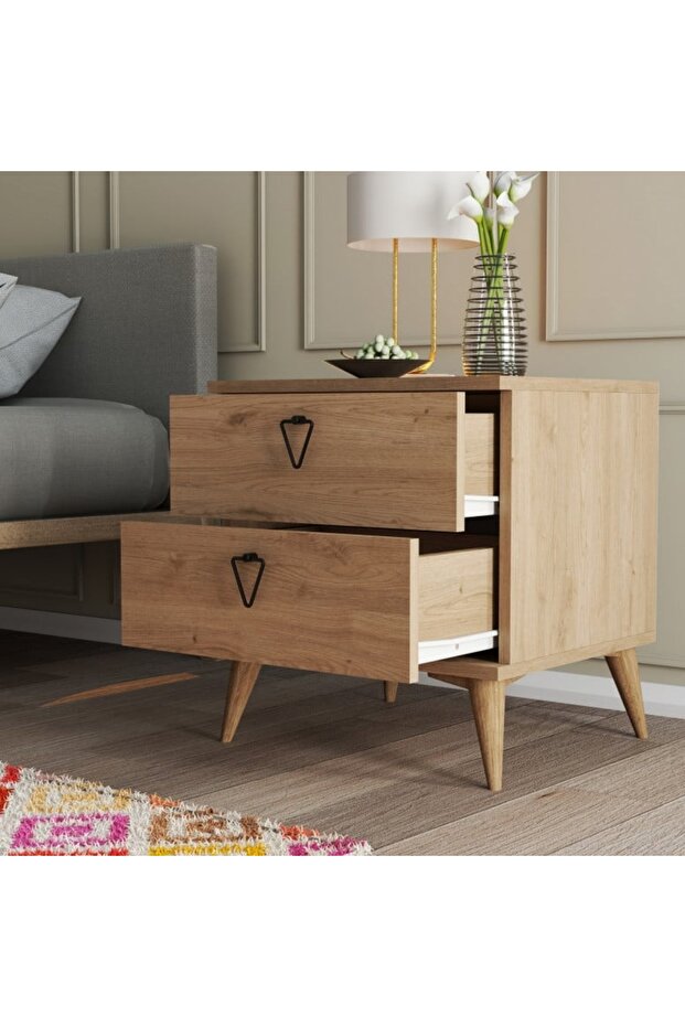 Versa-Ce Oak Bedside Table - 3