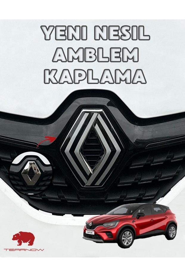 Captur (2019-2024) New Generation Emblem Cover Sticker - Piano Black, Black & Gray