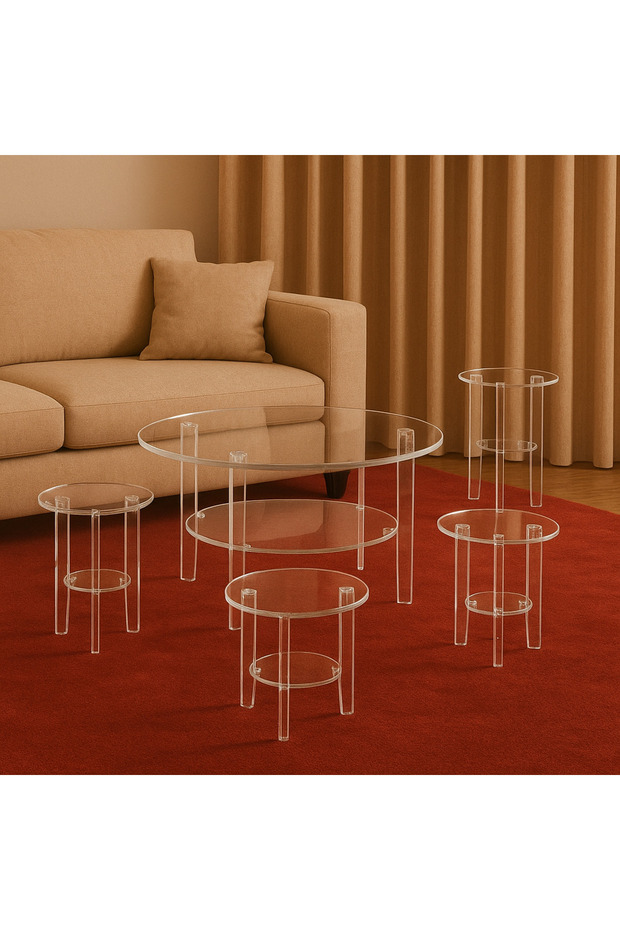 طقم طاولات أكريليك شفاف - 3