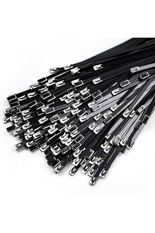 Heavy Duty Metal Cable Ties, Black Stainless Steel, 11.8 Inch, 10 Pack, Self-Locking Design for Mach