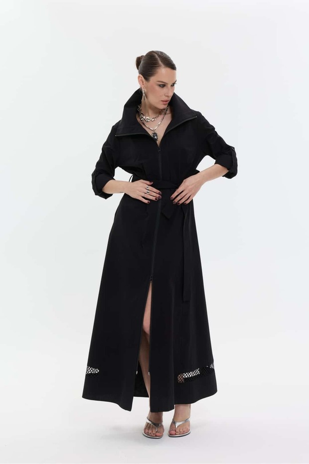 Design, Cotton Poplin, Mesh Detail Shirt Dress