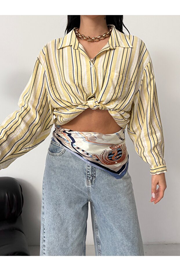 ÇİZGİLİ OVERSİZE GÖMLEK - 3