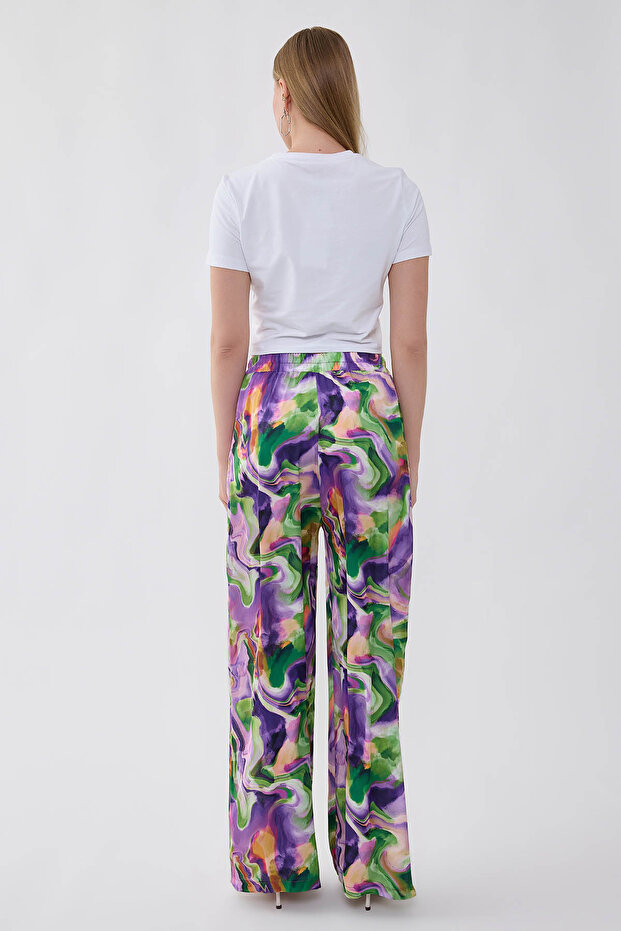 Batik Pattern Elastic Waist Trousers - 5
