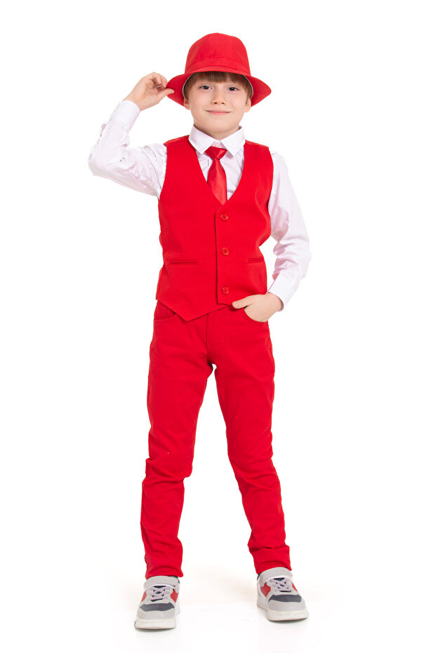 Boys' Performance Outfit April 23 Suit Vest Shirt Pants Tie