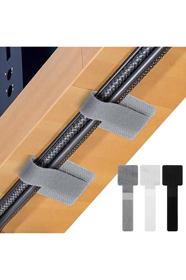 60 Pack Hook and Loop Cable Ties, Adhesive Cable Clips, Cord Organizer for Appliances, Suitable for