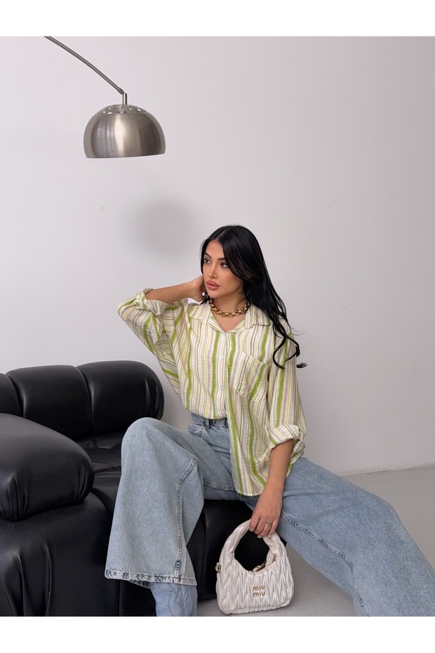 ÇİZGİLİ OVERSİZE GÖMLEK - 2