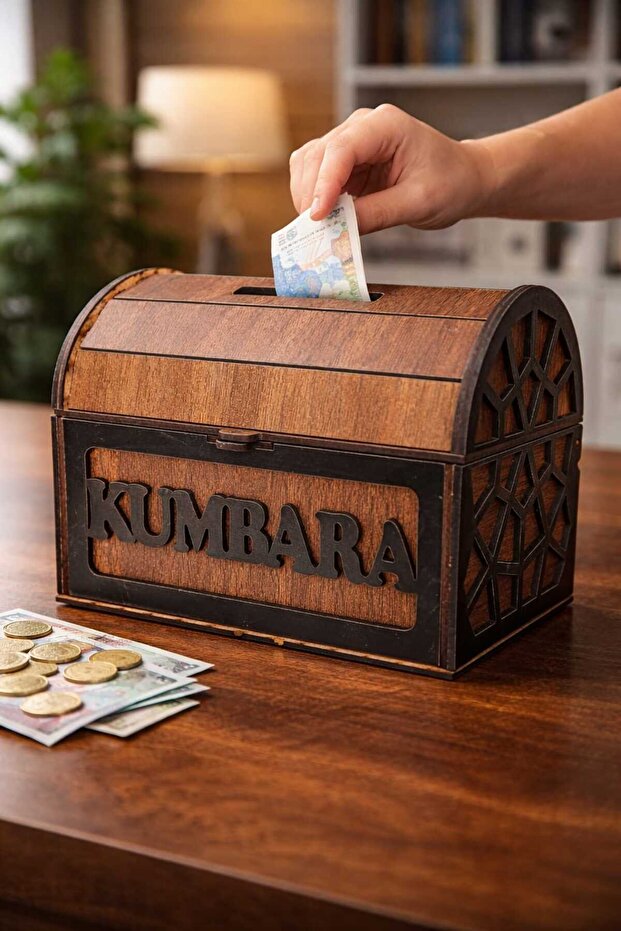 Wooden Chest Savings Box