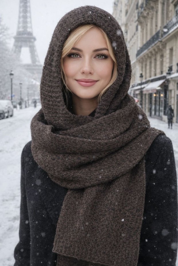 Mink Wool Knitwear Tie-Up Balaclava Beanie Scarf