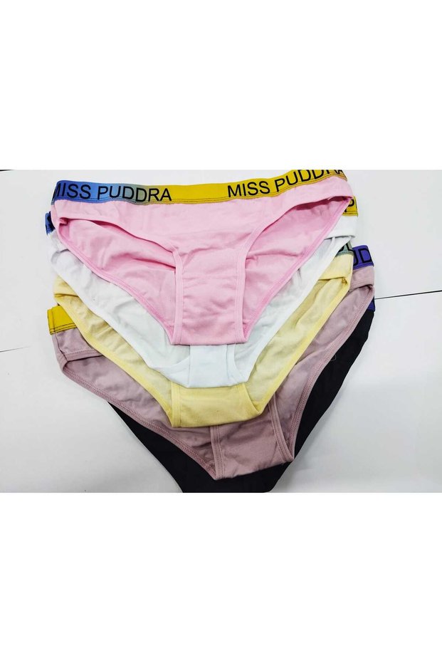 Cotton Colored 5-Pack Panties with Elastic Waistband