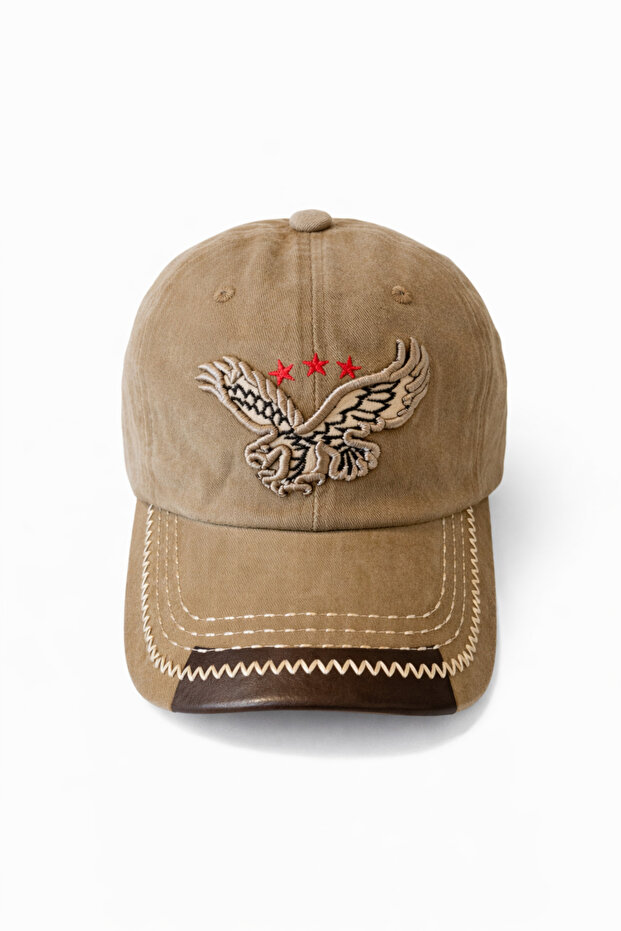 Vintage Look Denim Hat with Embroidery - Unisex Casual Baseball Cap