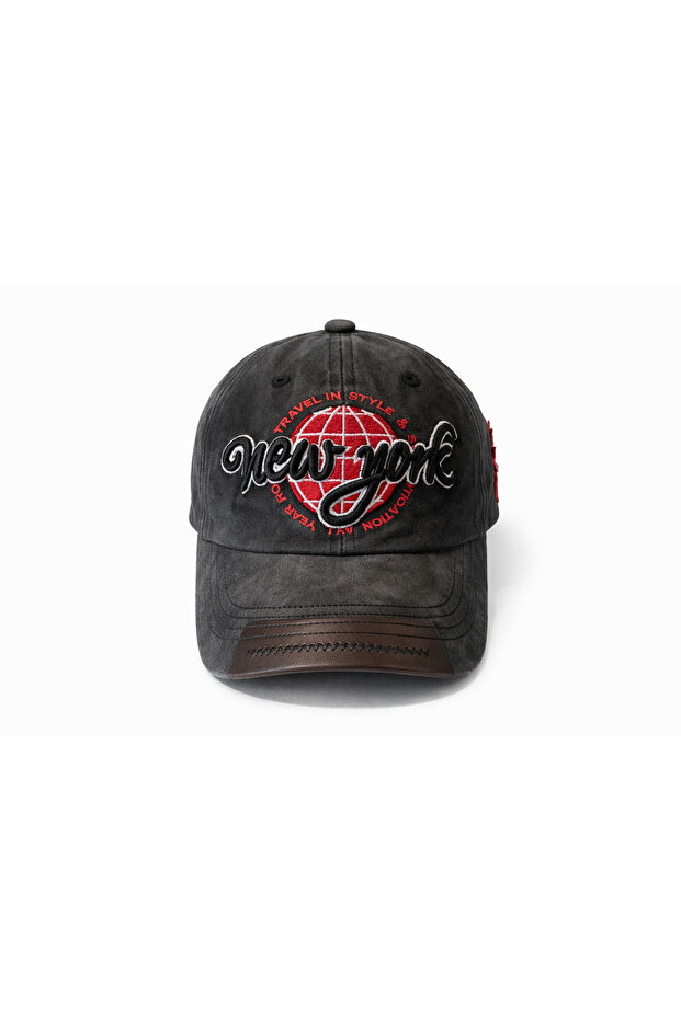 Vintage Look Denim Hat with Embroidery - Unisex Casual Baseball Cap