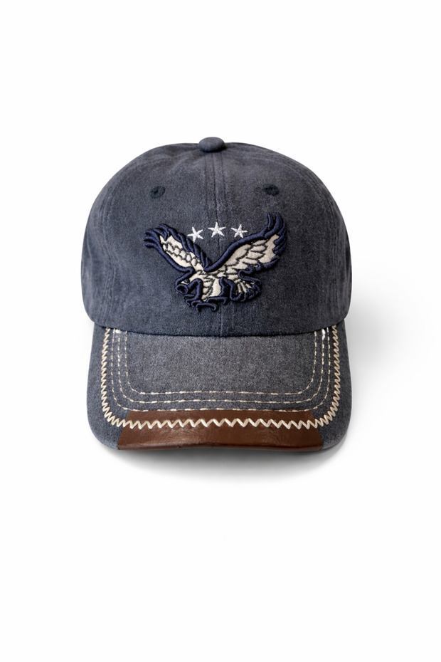 Vintage Look Denim Hat with Embroidery - Unisex Casual Baseball Cap