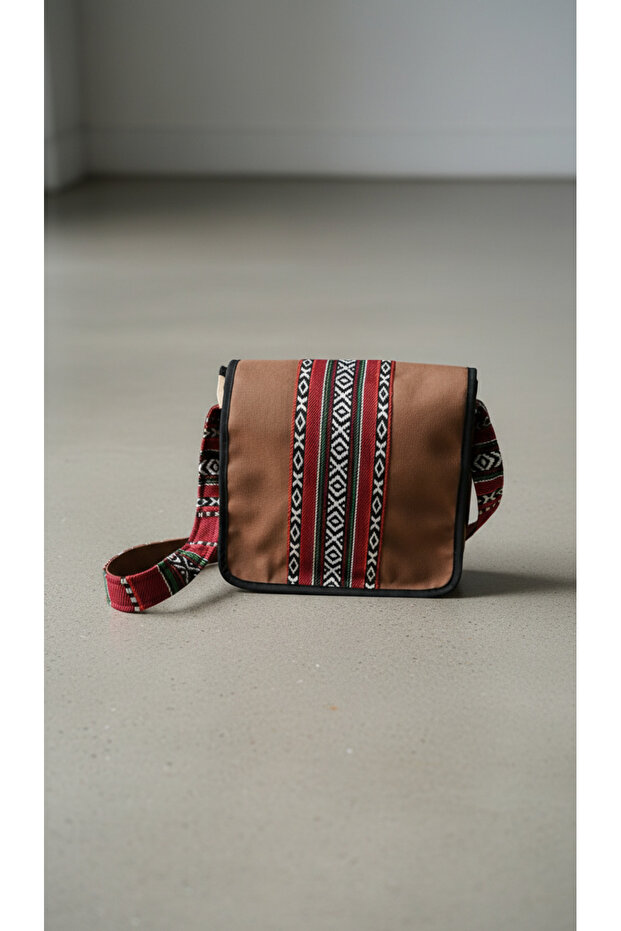 Multi-Compartment Messenger Bag with Sadu & Spanish Fabric – Daily Shoulder Travel Bag