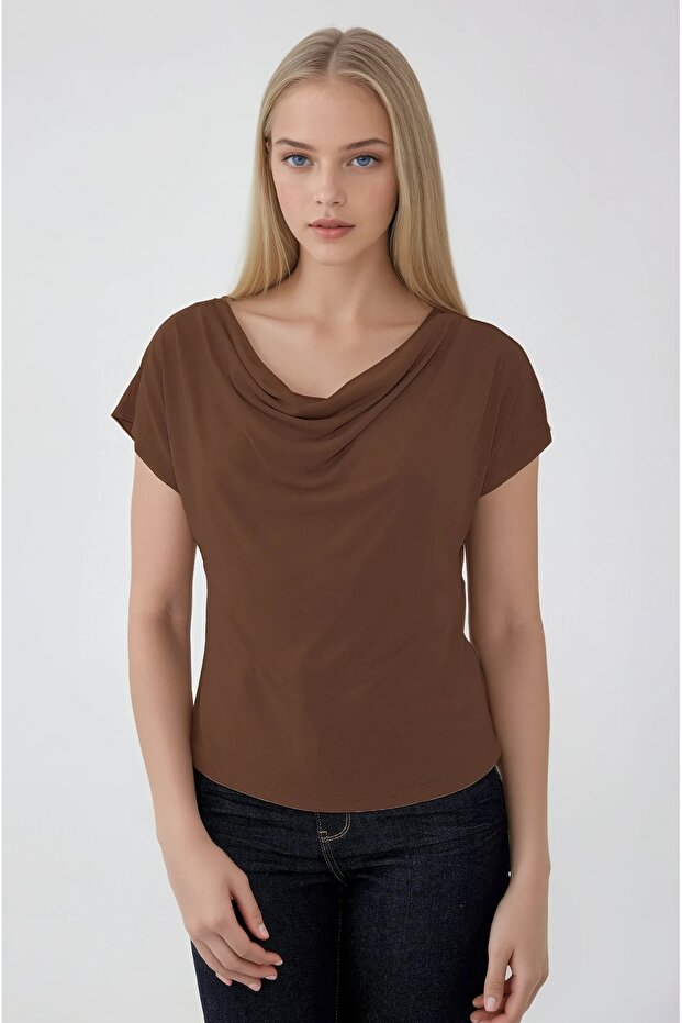 بلوزة ديجاجي بياقة مطوية - 2