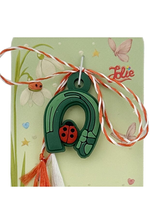 Children's Shoelace, Jolie, Horseshoe Model with Ladybug, Rubber, with White/Red Braided Cord - 2