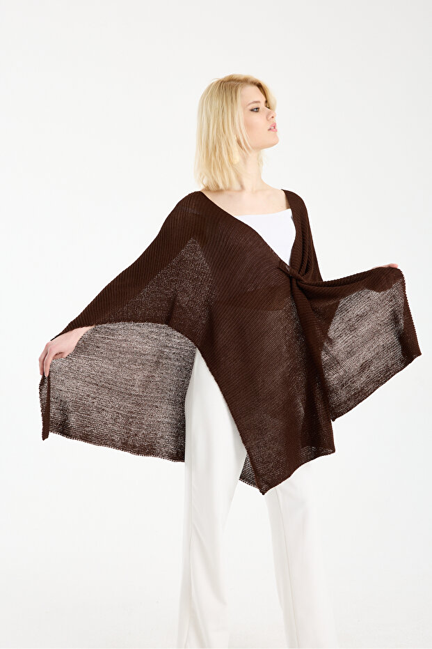 Kadın Triko Kumaş Panço - 5