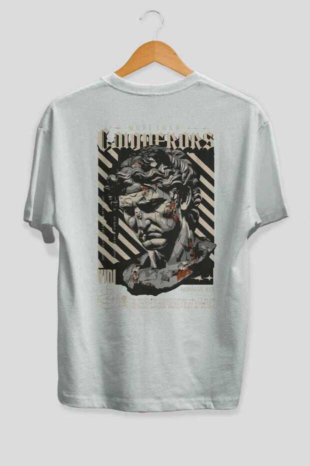 Roman Conqueror Back Printed White Oversize T-Shirt Men Women Cotton Crew Neck T-Shirt