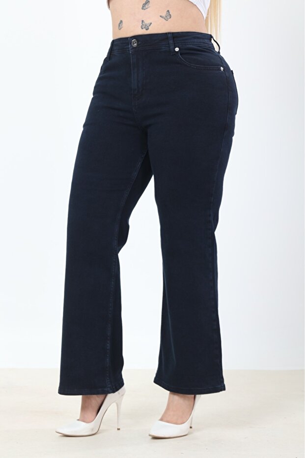 Regular Fit Wide Leg High Waist Women's Plus Size Jeans