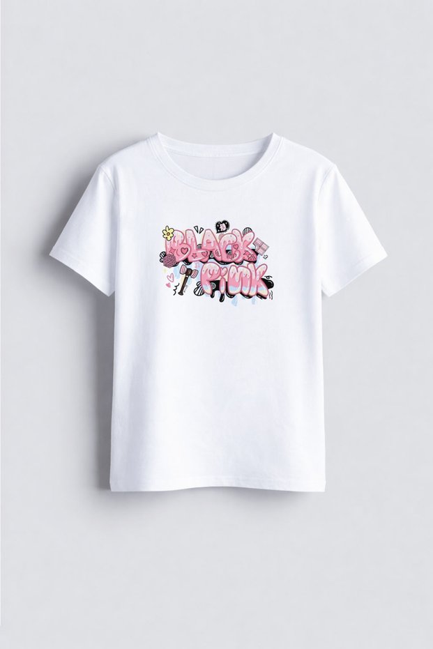 Blackpink Music Group Printed Crew Neck Kids Adult White T-Shirt T-Shirt