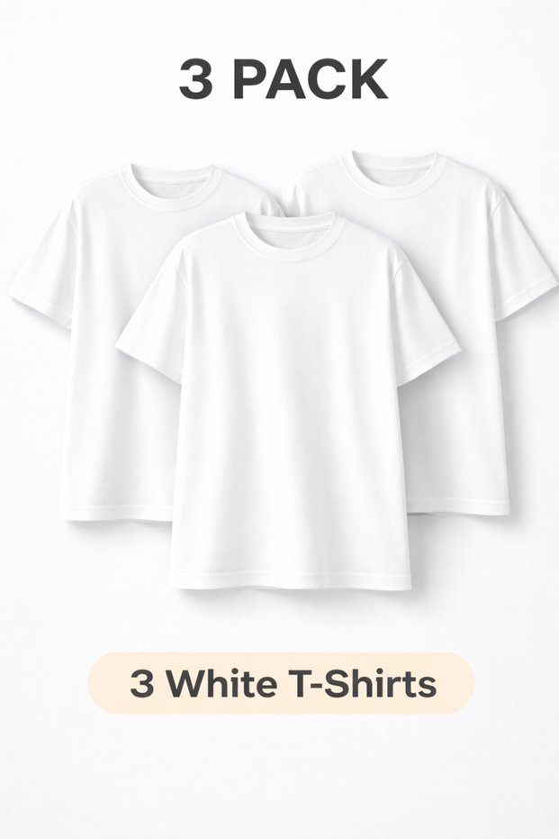 2 Plain T-Shirts T-Shirt Black White Oversize 100% Cotton Comfortable Casual Soft Set of 2