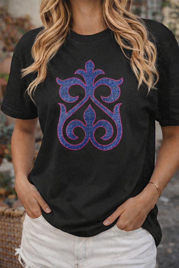 Kazakh Ornament Printed T-Shirt Oversize 100% Cotton Comfortable Casual Soft