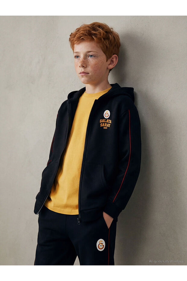 Cey New Season Hooded Printed Boys' Zippered Sweatshirt