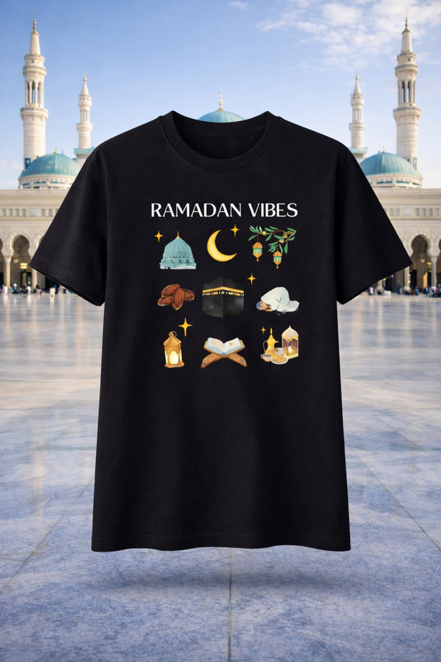 Ramadan Vides Bayram Printed T-Shirt T-Shirt Oversize 100% Cotton Comfortable Casual Soft