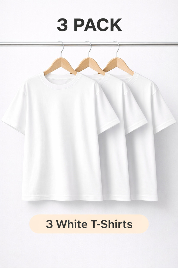 2 Plain T-Shirts T-Shirt Black White Oversize 100% Cotton Comfortable Casual Soft Set of 2