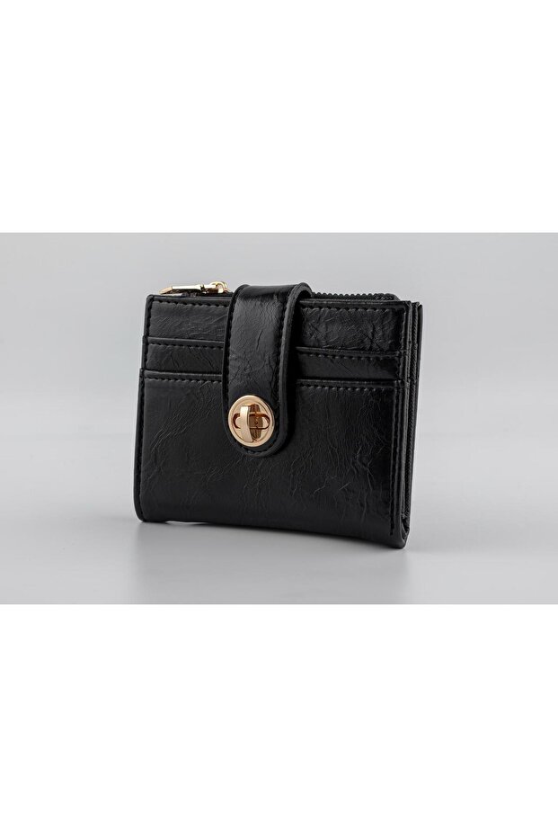 Women's Black Patent Leather Faux Leather Wallet with 10 Compartments ((Marteniçka Bracelet Is a Gift! !))