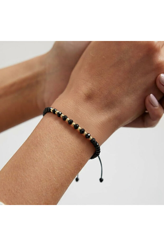 Adjustable Bracelet, Black-Gold, Universal Size - 2