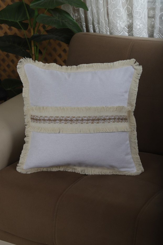 White Linen Jute Lace Throw Pillow Cushion Cover 43 X 43