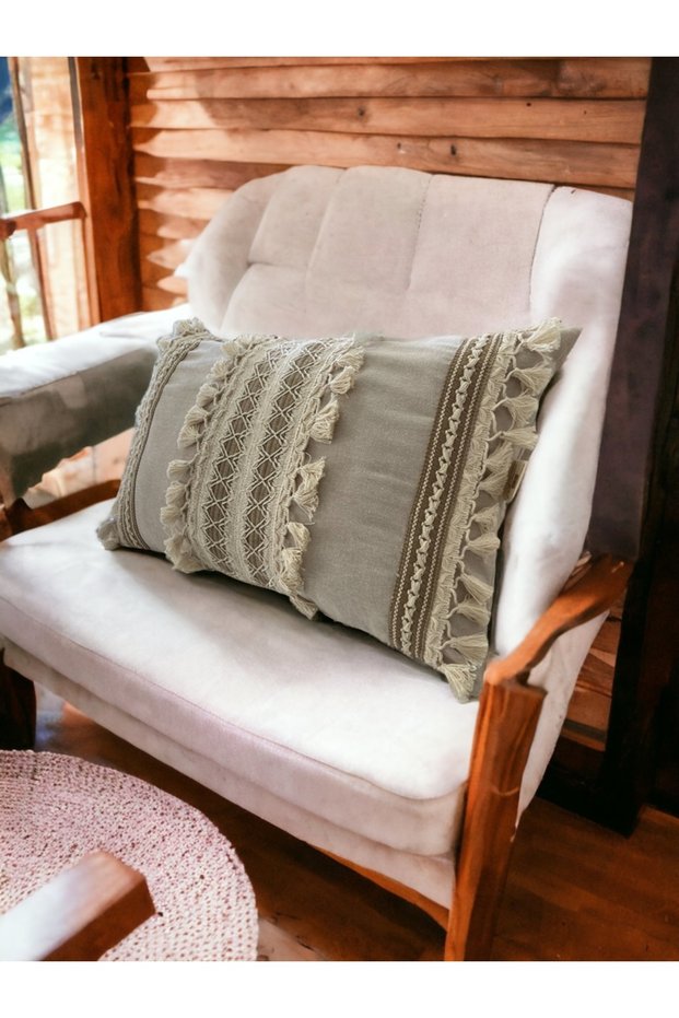 Beige Brown Lace Triple Throw Pillow Cushion Cover 35x55