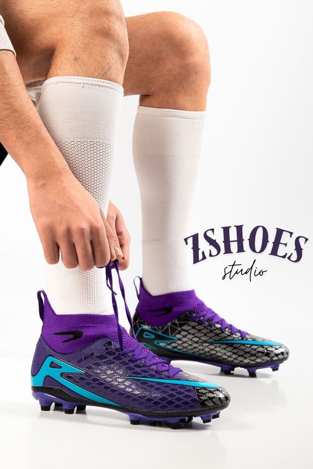 Men's Artificial Turf Football Shoes Imported Sole for Grass Fields Half Sock Style Ergonomic Foot-Fitting Flexible Structure