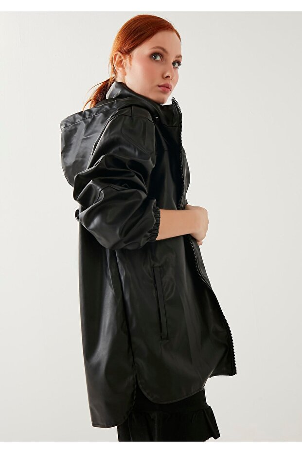 Women's Leather Raincoat