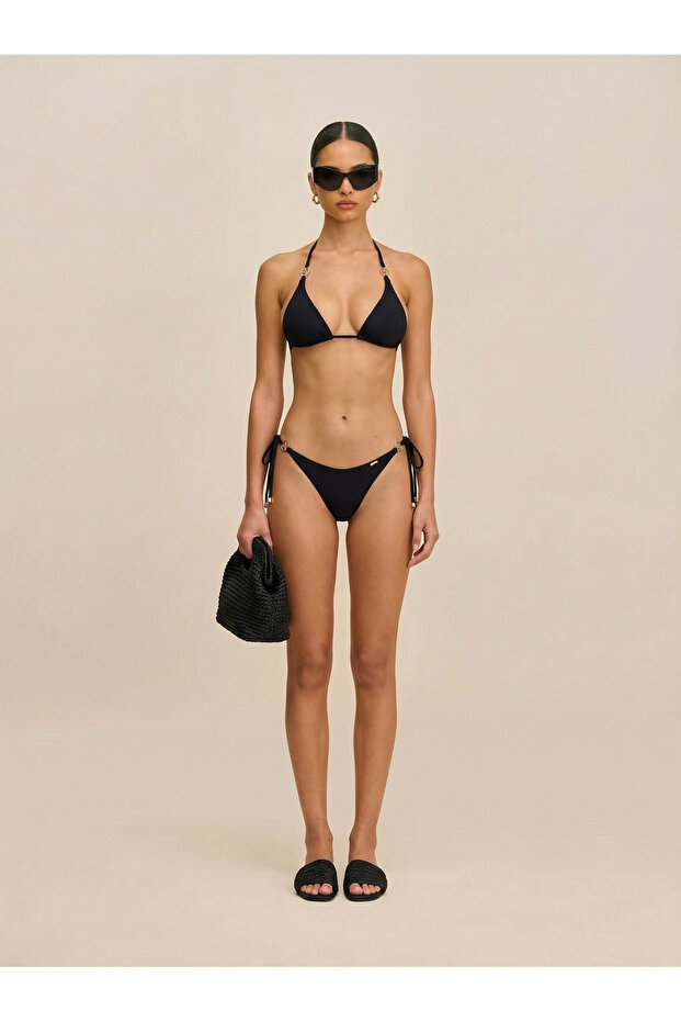 سروال بيكيني أسود أساسي للشاطئ، مقاس متوسط - 1