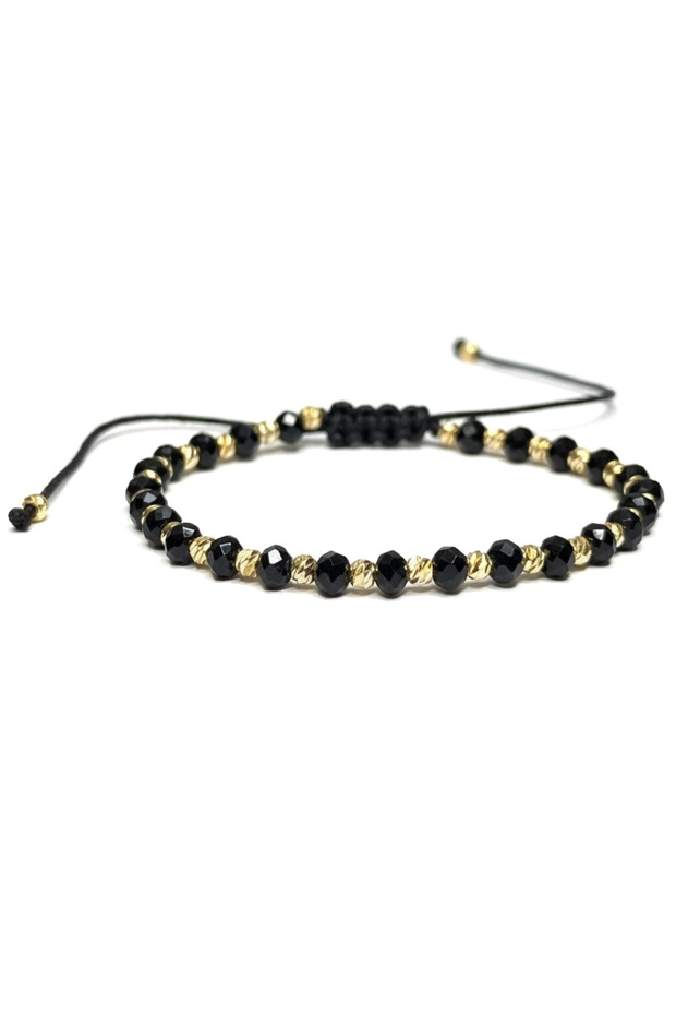Adjustable Bracelet, Metal Elements, Universal Size, Black-Gold - 5