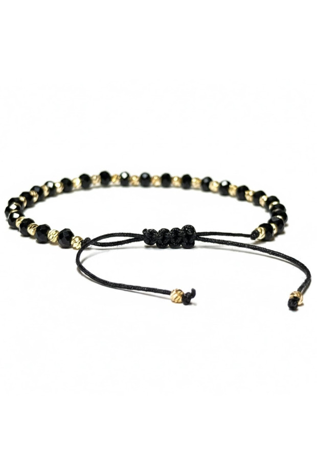 Adjustable Bracelet, Metal Elements, Universal Size, Black-Gold - 4