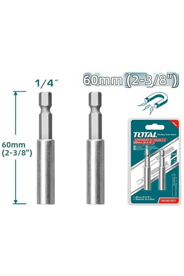 طقم لقمة راس مفك 60mm 2pcs/set توتال Tac461601