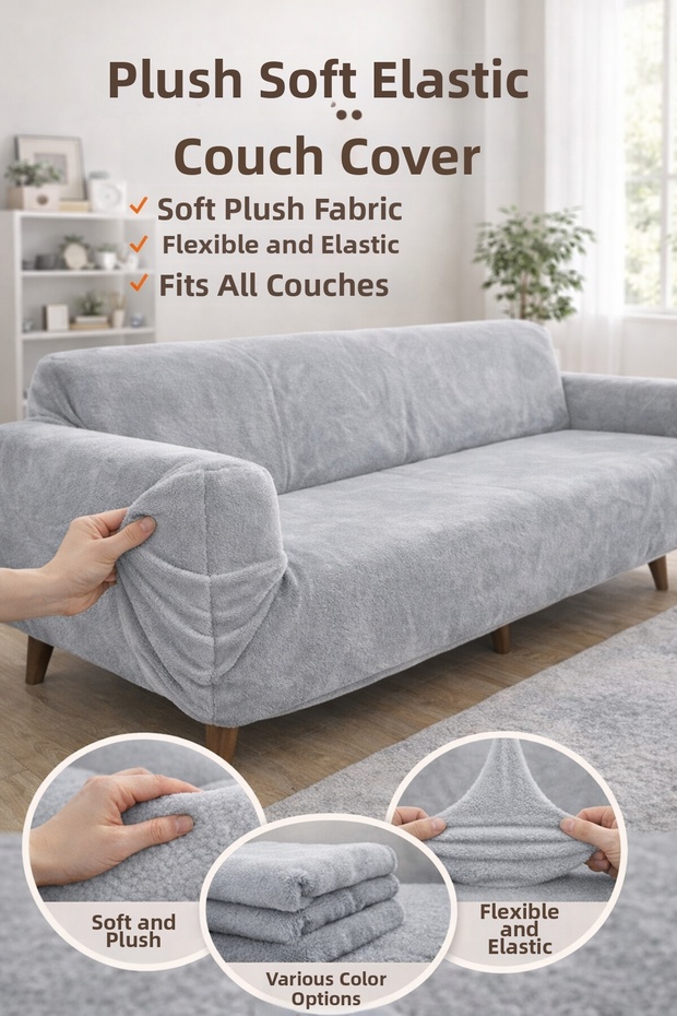 Plush 3 Seater Welsoft Sofa Cover | Elastic Seat Cover | Sofa Bed Cover | Seat Cover