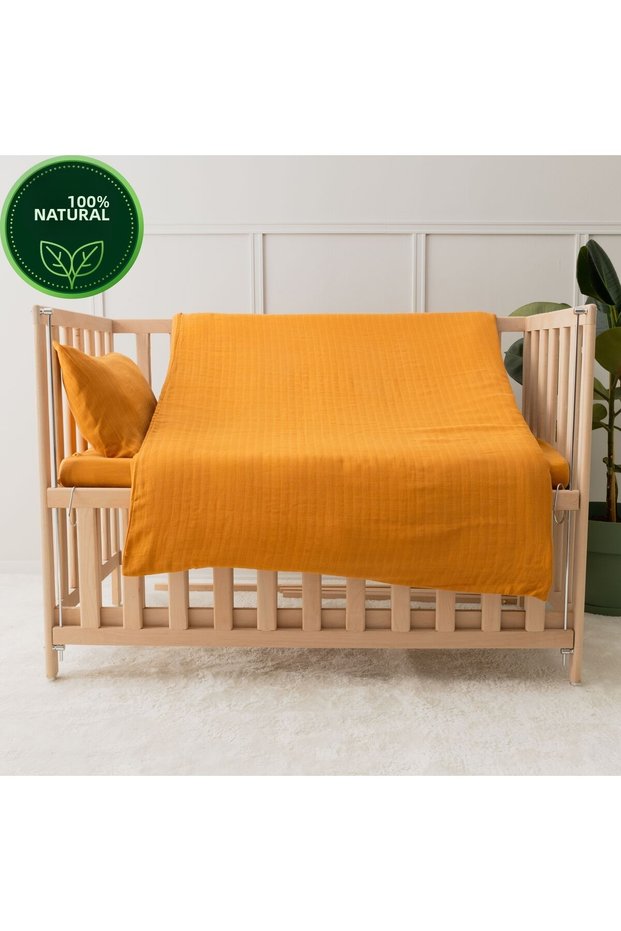 Premium 100% Cotton Muslin Baby Duvet Cover Set 70X120 Elastic Fitted Sheet – Breathable Natural Comfort