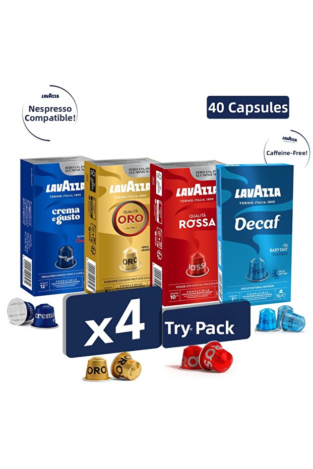 Qualita Oro, Qualita Rossa, Crema E Gusto, Decaf Coffee 40-Pack | Nespresso Compatible Capsule Coffee