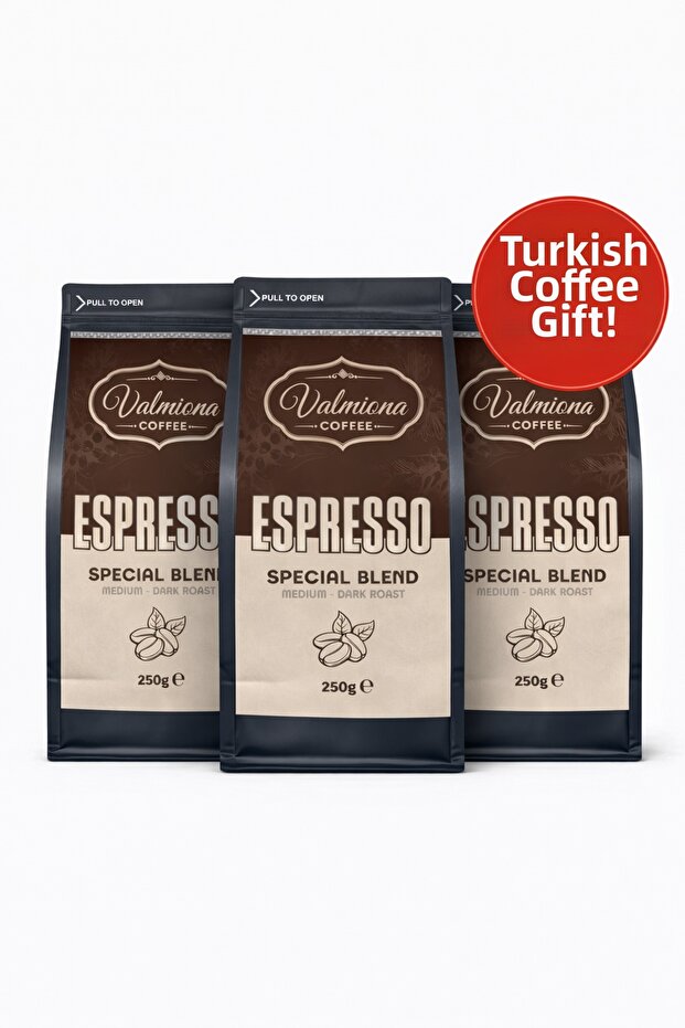 قهوة إسبريسو 3×250 جرام – مزيج خاص محمص متوسط إلى داكن، مجموعة مميزة