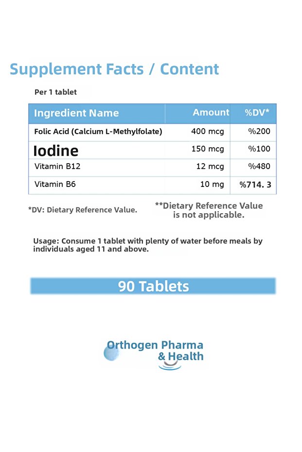 Folactive 90 Tablets | Supplementing Food with Methyl Folate, Iodine, Vitamin B12, and B6 - 2